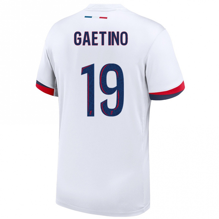 Kids Football Eva Gaetino #19 White Blue Red Away Jersey 2024/25 T-Shirt Australia