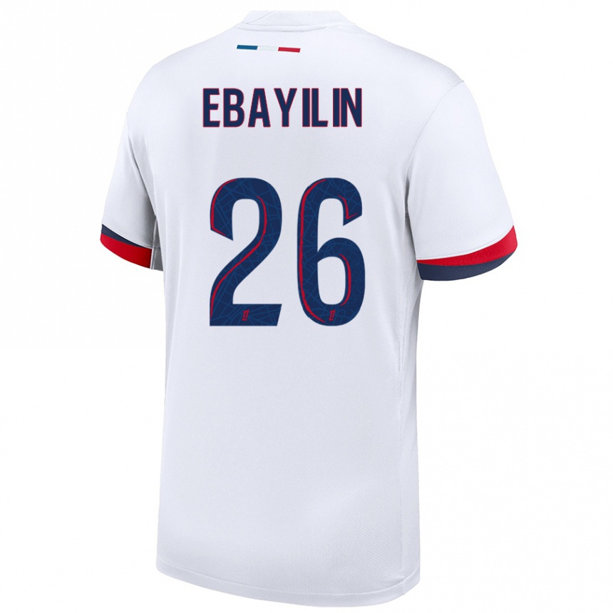 Kids Football Anaïs Ebayilin #26 White Blue Red Away Jersey 2024/25 T-Shirt Australia