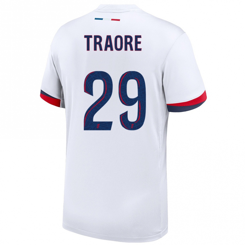 Kids Football Manssita Traoré #29 White Blue Red Away Jersey 2024/25 T-Shirt Australia