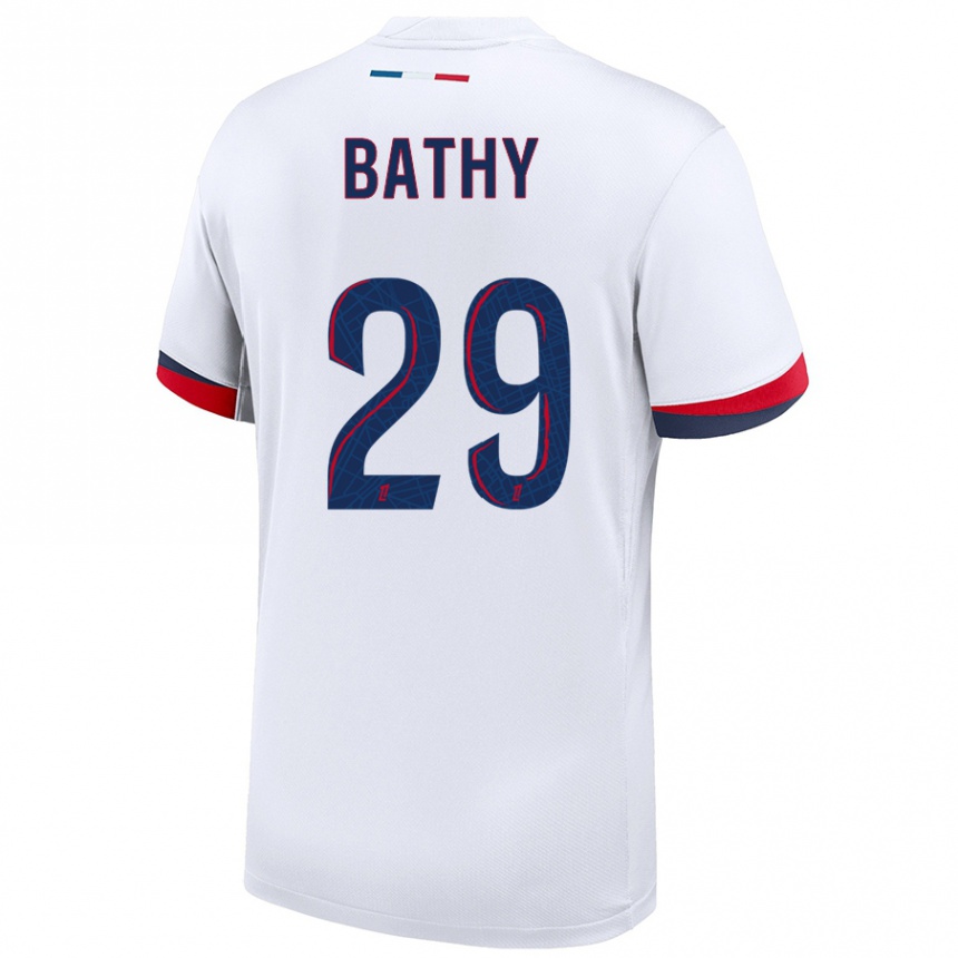 Kids Football Griedge Mbock Bathy #29 White Blue Red Away Jersey 2024/25 T-Shirt Australia