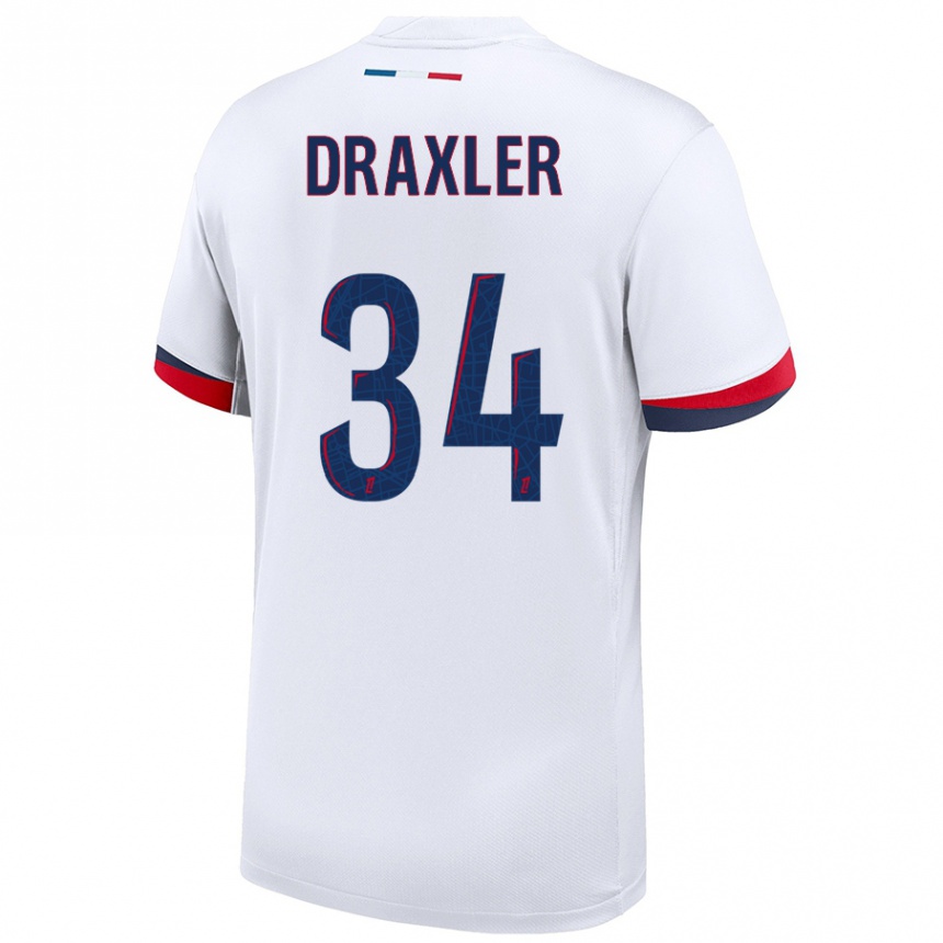 Kids Football Julian Draxler #34 White Blue Red Away Jersey 2024/25 T-Shirt Australia