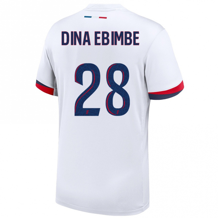 Kids Football Eric Junior Dina Ebimbe #28 White Blue Red Away Jersey 2024/25 T-Shirt Australia