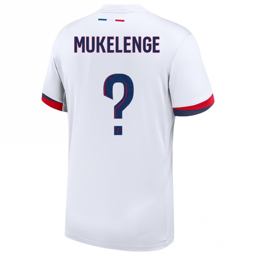 Kids Football Christ Mukelenge #0 White Blue Red Away Jersey 2024/25 T-Shirt Australia