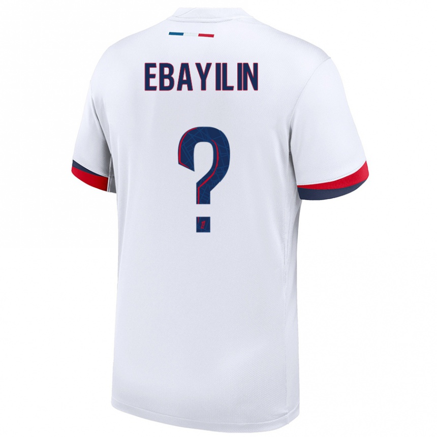 Kids Football Anais Ebayilin #0 White Blue Red Away Jersey 2024/25 T-Shirt Australia