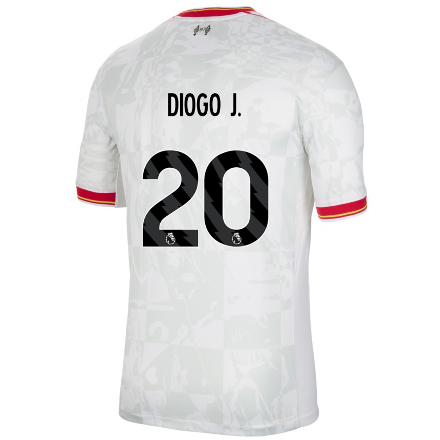 Kids Football Diogo Jota #20 White Red Black Third Jersey 2024/25 T-Shirt Australia