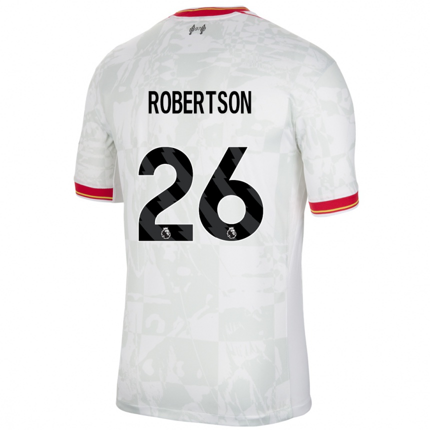 Kids Football Andrew Robertson #26 White Red Black Third Jersey 2024/25 T-Shirt Australia