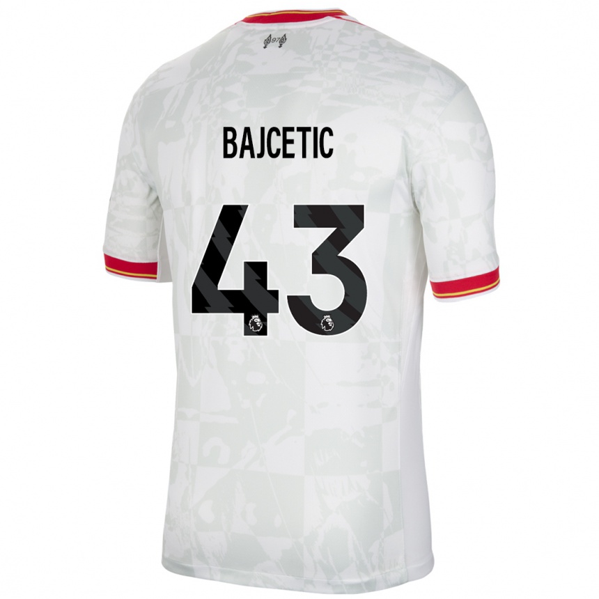 Kids Football Stefan Bajcetic #43 White Red Black Third Jersey 2024/25 T-Shirt Australia