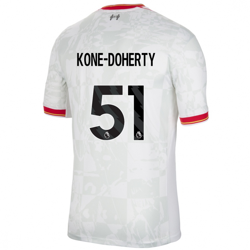 Kids Football Trent Kone-Doherty #51 White Red Black Third Jersey 2024/25 T-Shirt Australia