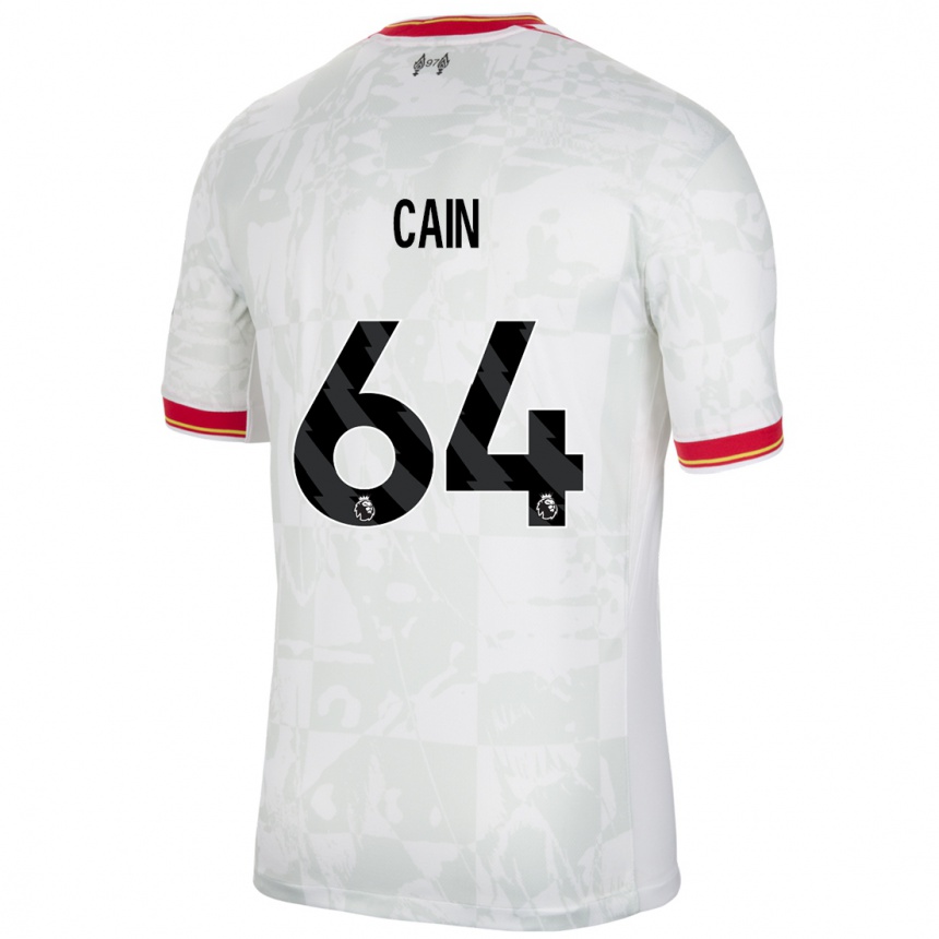 Kids Football Jake Cain #64 White Red Black Third Jersey 2024/25 T-Shirt Australia