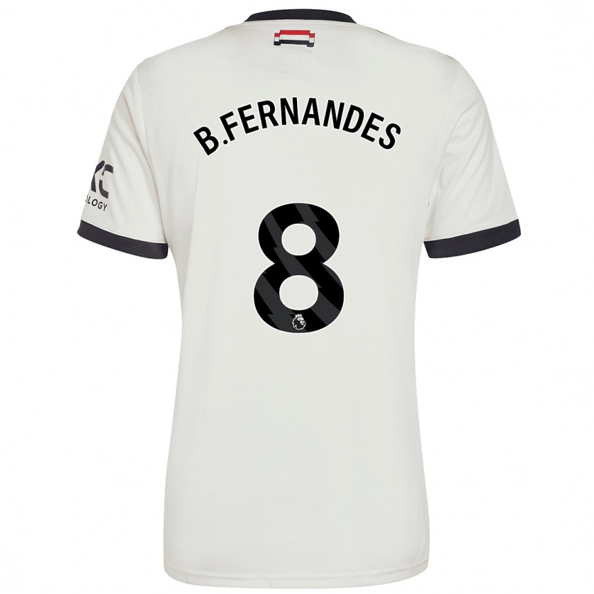 Kids Football Bruno Fernandes #8 Off White Third Jersey 2024/25 T-Shirt Australia