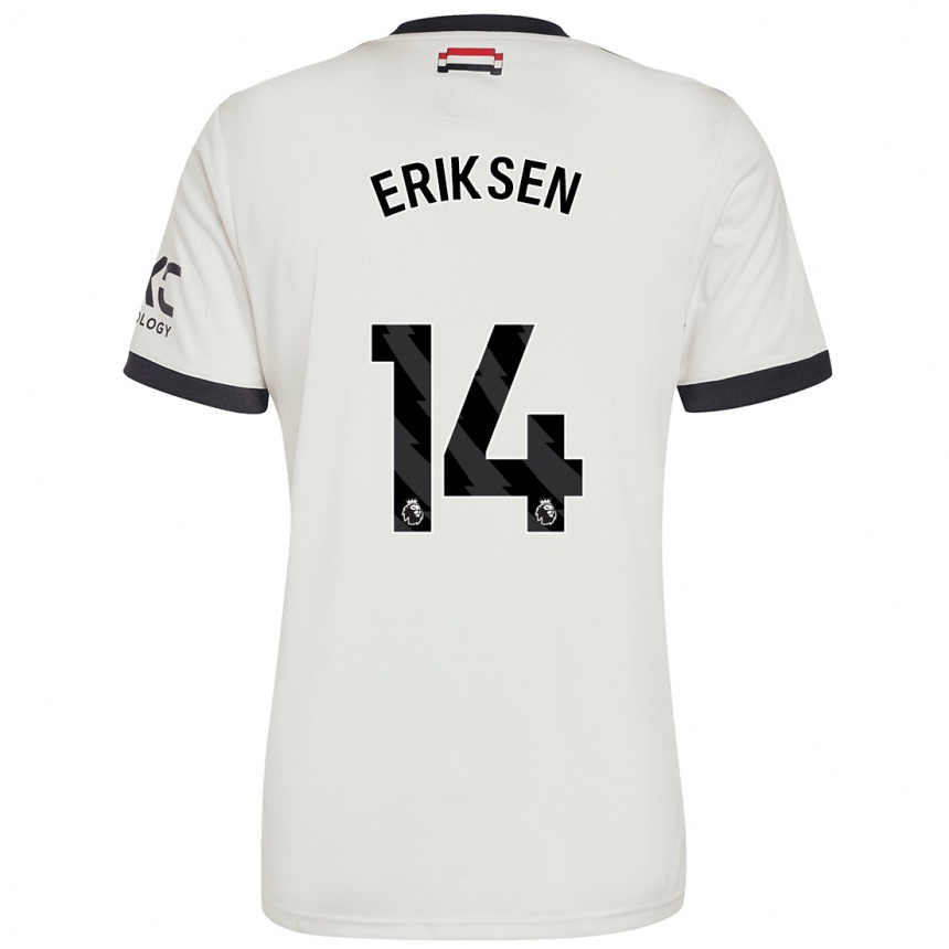 Kids Football Christian Eriksen #14 Off White Third Jersey 2024/25 T-Shirt Australia