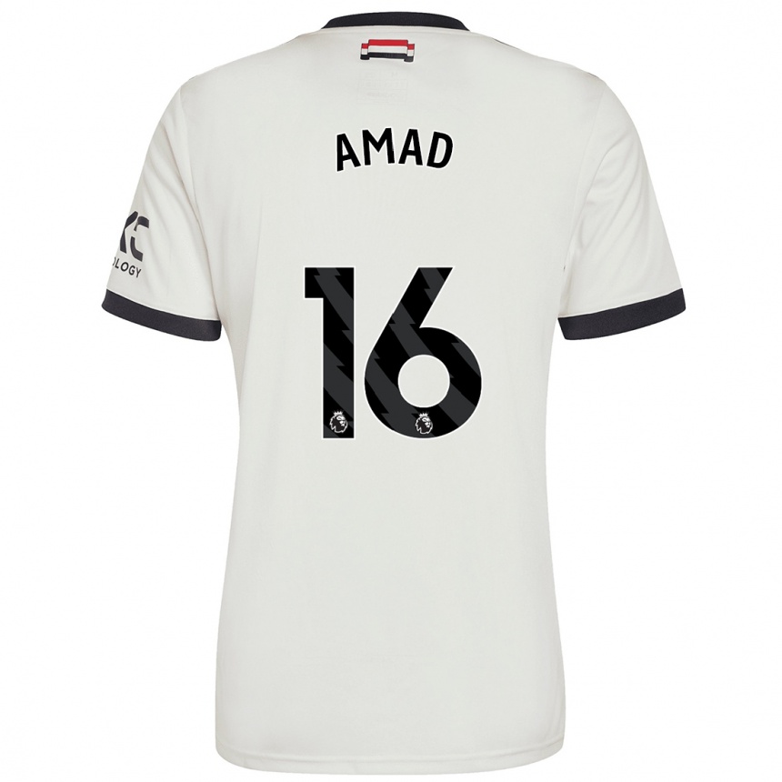 Kids Football Amad Diallo #16 Off White Third Jersey 2024/25 T-Shirt Australia