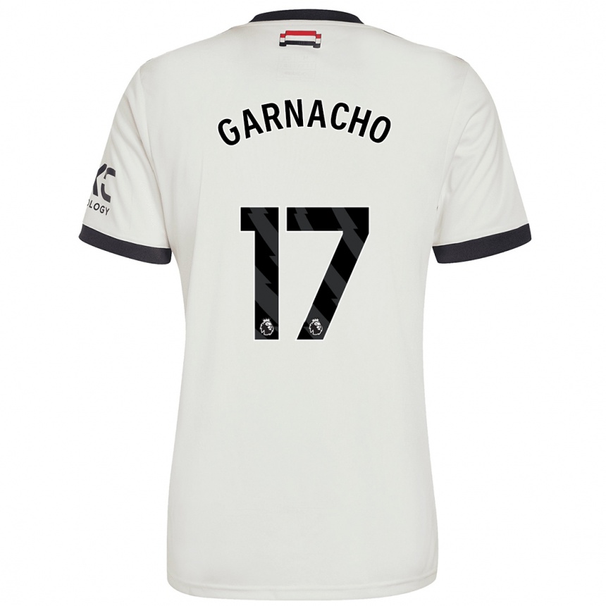 Kids Football Alejandro Garnacho #17 Off White Third Jersey 2024/25 T-Shirt Australia