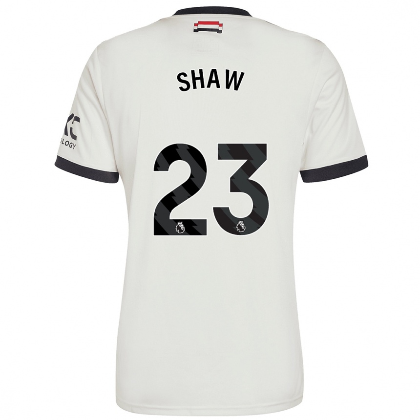 Kids Football Luke Shaw #23 Off White Third Jersey 2024/25 T-Shirt Australia