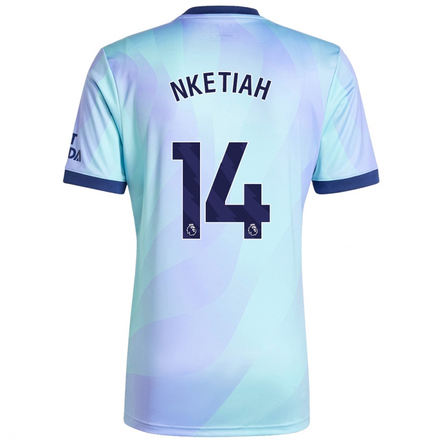 Kids Football Eddie Nketiah #14 Aqua Third Jersey 2024/25 T-Shirt Australia