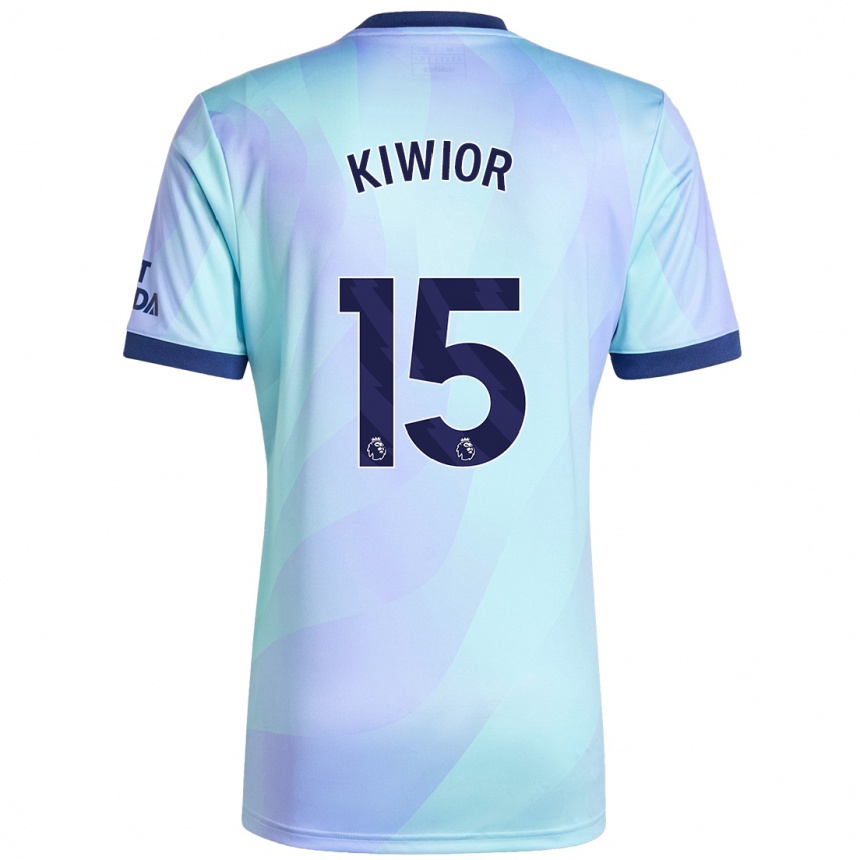 Kids Football Jakub Kiwior #15 Aqua Third Jersey 2024/25 T-Shirt Australia