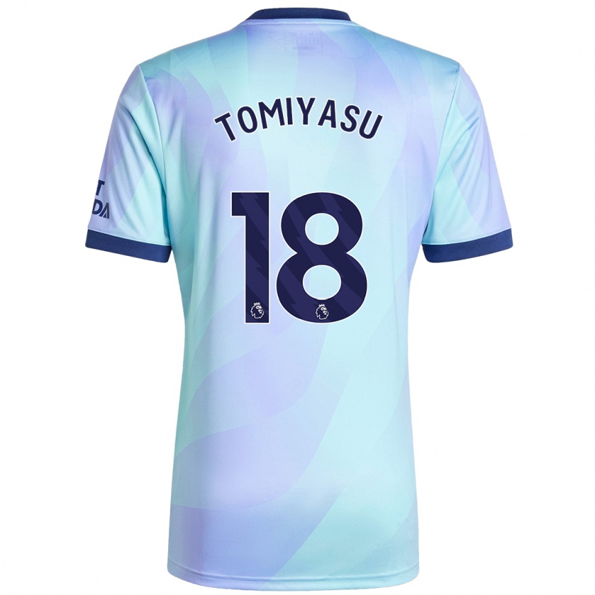 Kids Football Takehiro Tomiyasu #18 Aqua Third Jersey 2024/25 T-Shirt Australia