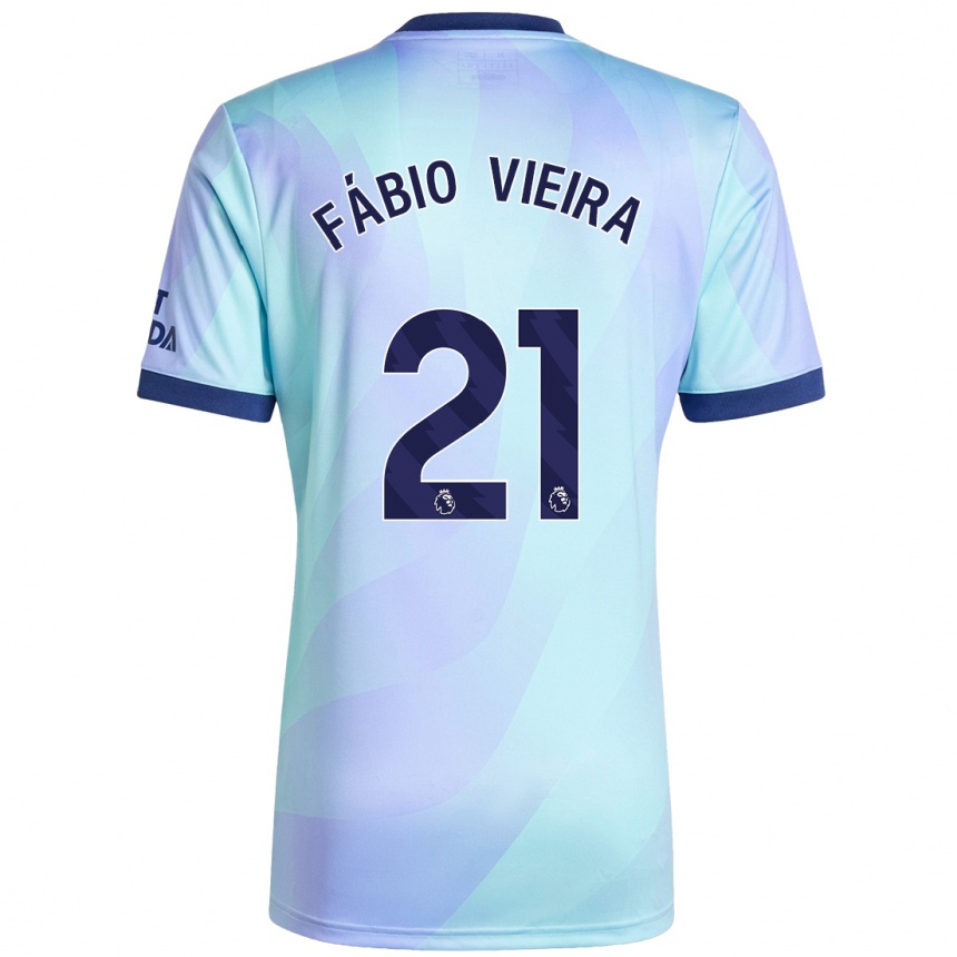 Kids Football Fabio Vieira #21 Aqua Third Jersey 2024/25 T-Shirt Australia