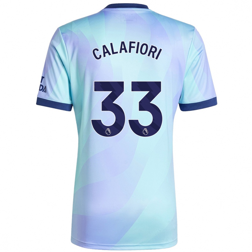 Kids Football Riccardo Calafiori #33 Aqua Third Jersey 2024/25 T-Shirt Australia