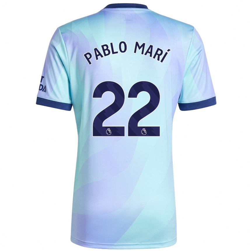 Kids Football Pablo Mari #22 Aqua Third Jersey 2024/25 T-Shirt Australia