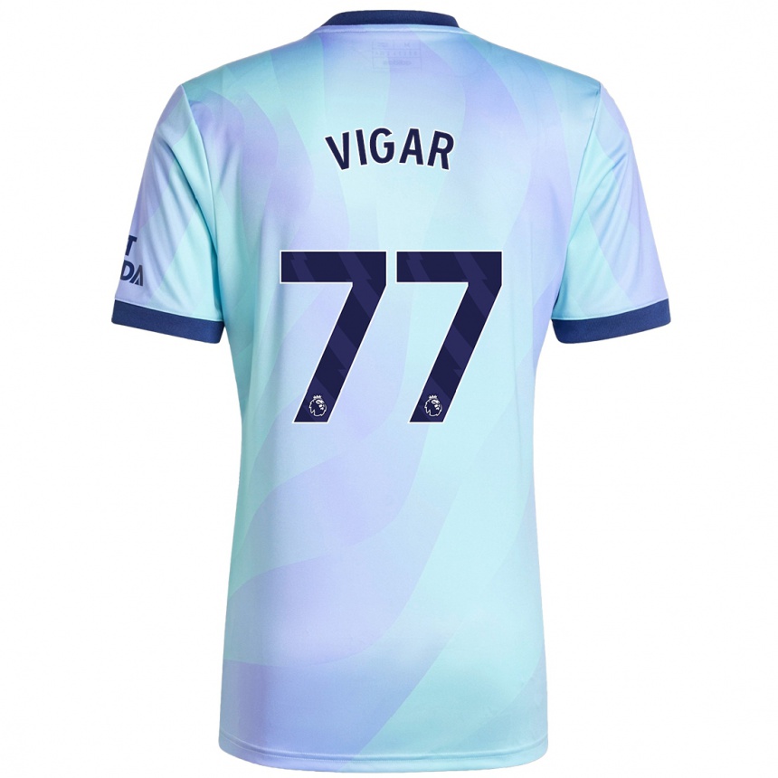 Kids Football Billy Vigar #77 Aqua Third Jersey 2024/25 T-Shirt Australia