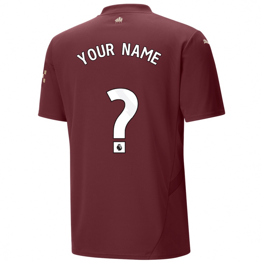 Kids Football Your Name #0 Maroon Third Jersey 2024/25 T-Shirt Australia