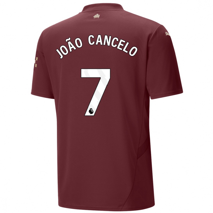 Kids Football Joao Cancelo #7 Maroon Third Jersey 2024/25 T-Shirt Australia