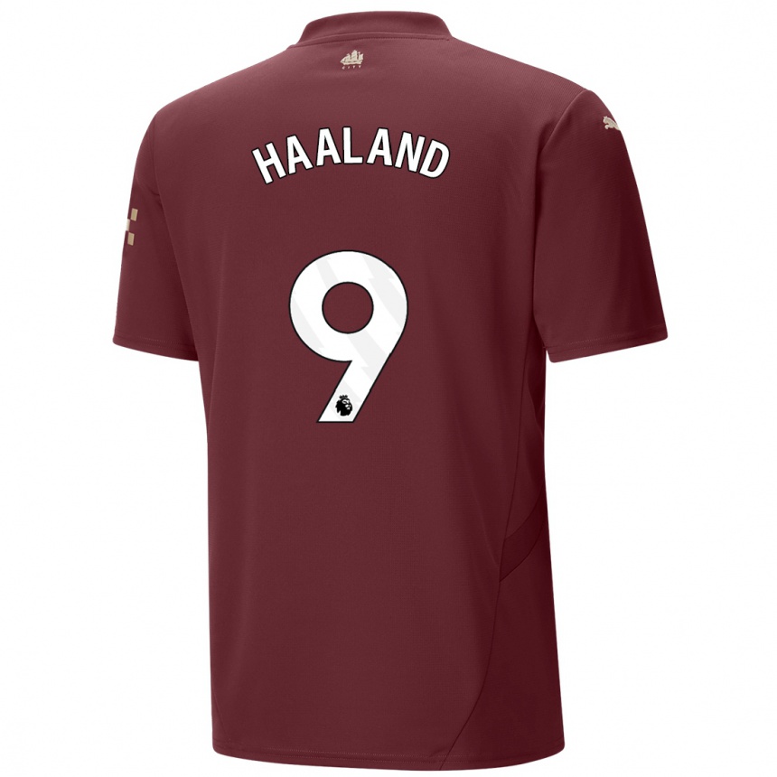 Kids Football Erling Haaland #9 Maroon Third Jersey 2024/25 T-Shirt Australia