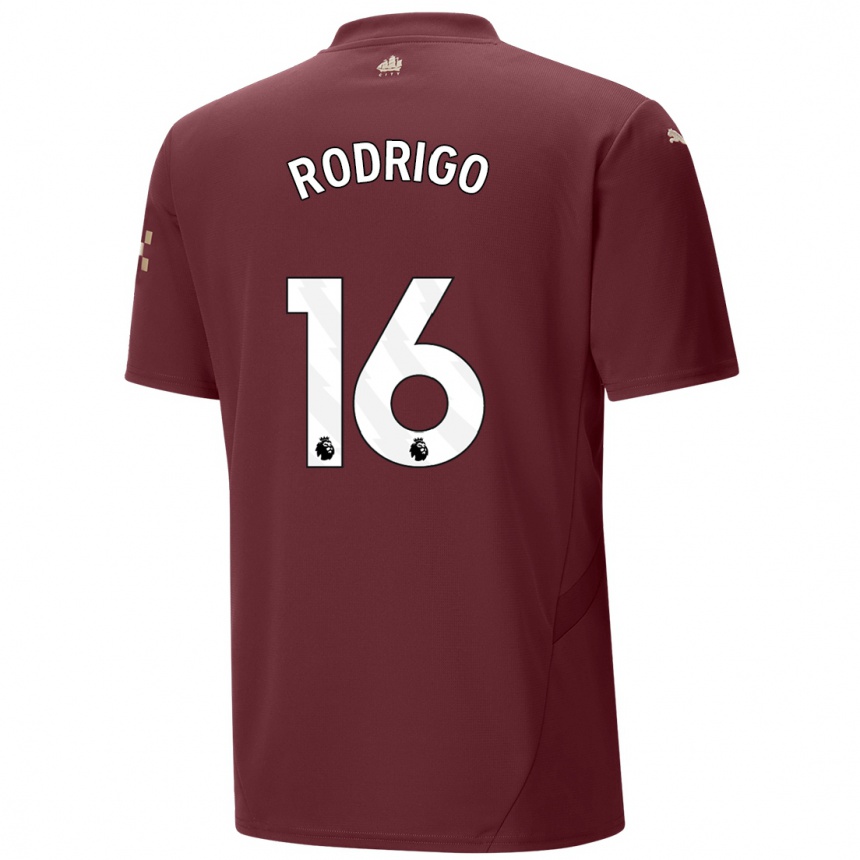 Kids Football Rodrigo Hernandez #16 Maroon Third Jersey 2024/25 T-Shirt Australia