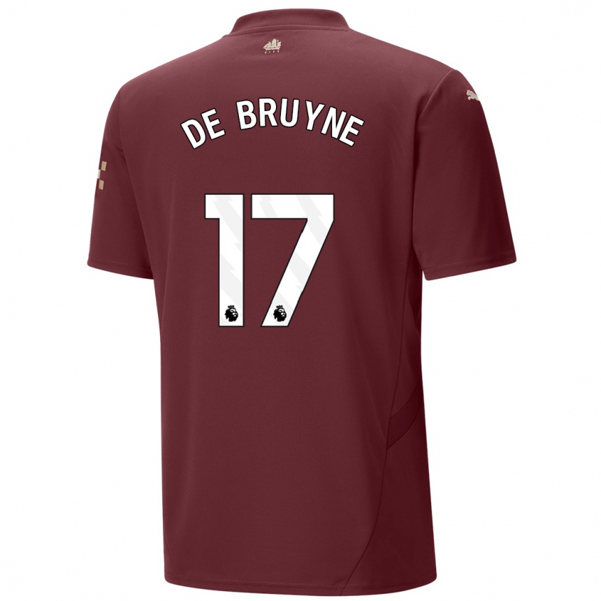 Kids Football Kevin De Bruyne #17 Maroon Third Jersey 2024/25 T-Shirt Australia