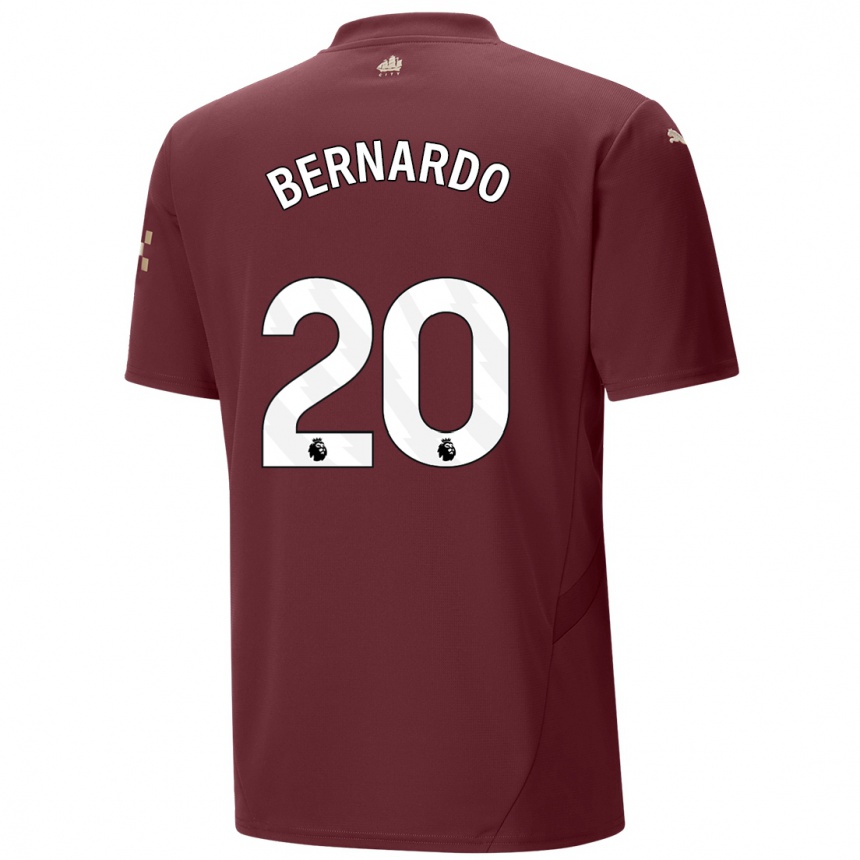 Kids Football Bernardo Silva #20 Maroon Third Jersey 2024/25 T-Shirt Australia