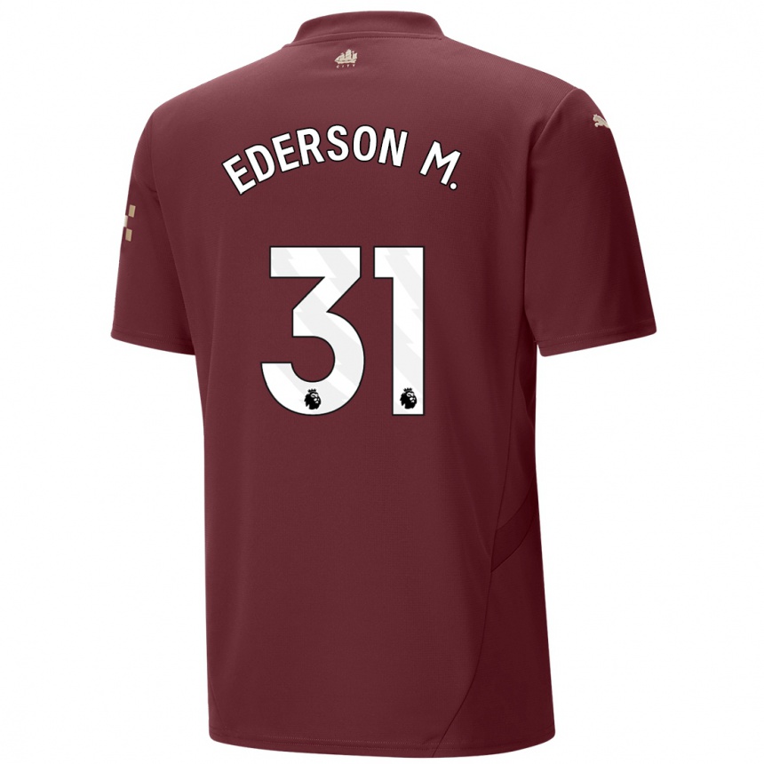 Kids Football Ederson Moraes #31 Maroon Third Jersey 2024/25 T-Shirt Australia