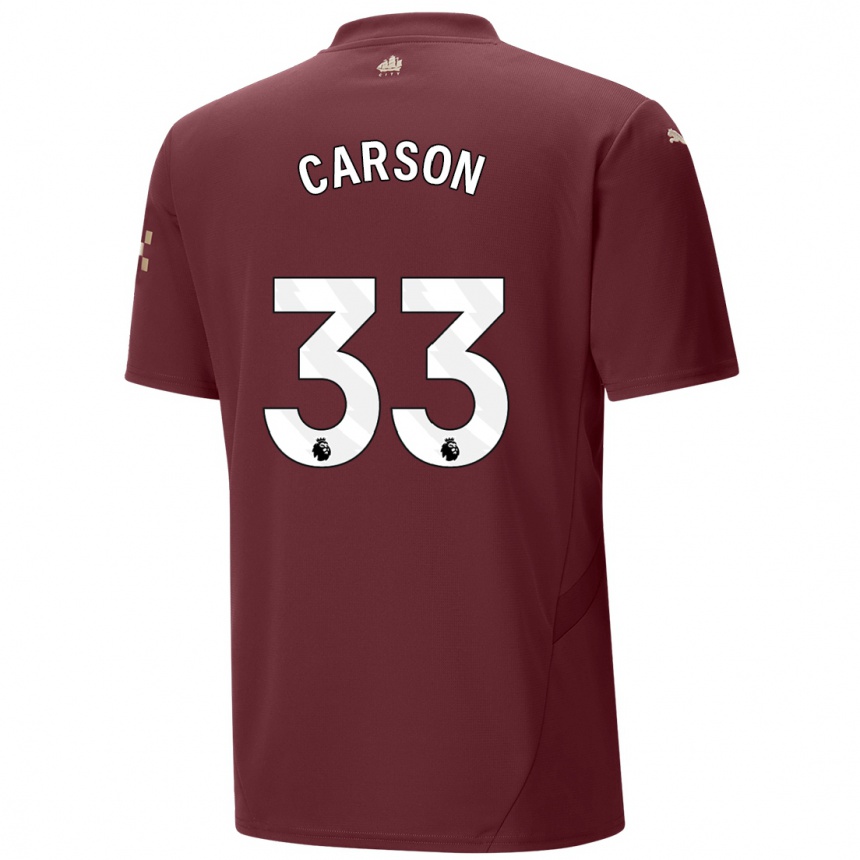 Kids Football Scott Carson #33 Maroon Third Jersey 2024/25 T-Shirt Australia