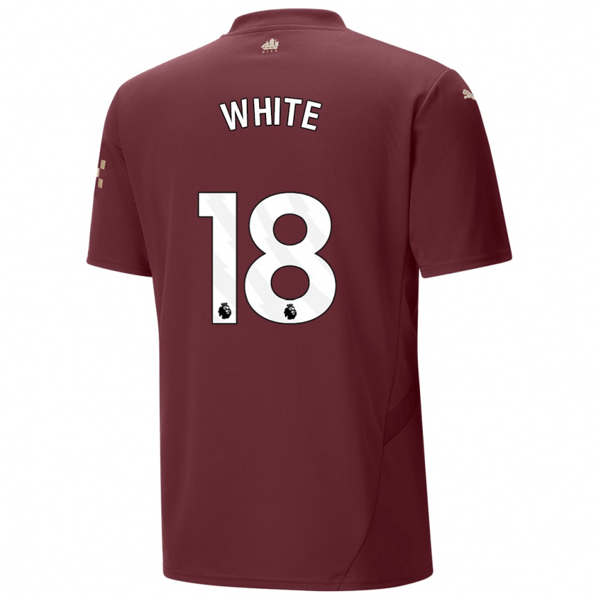 Kids Football Ellen White #18 Maroon Third Jersey 2024/25 T-Shirt Australia