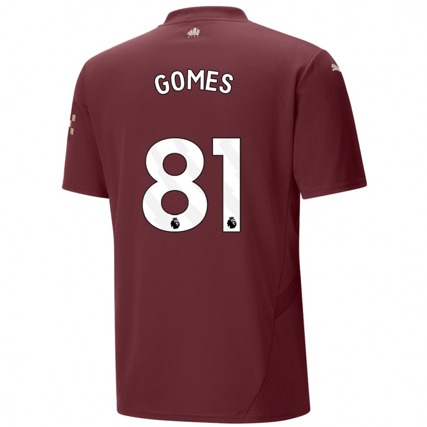 Kids Football Claudio Gomes #81 Maroon Third Jersey 2024/25 T-Shirt Australia