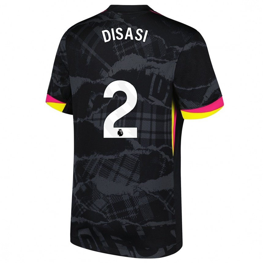 Kids Football Axel Disasi #2 Black Pink Third Jersey 2024/25 T-Shirt Australia