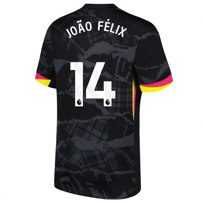 Kids Football Joao Felix #14 Black Pink Third Jersey 2024/25 T-Shirt Australia