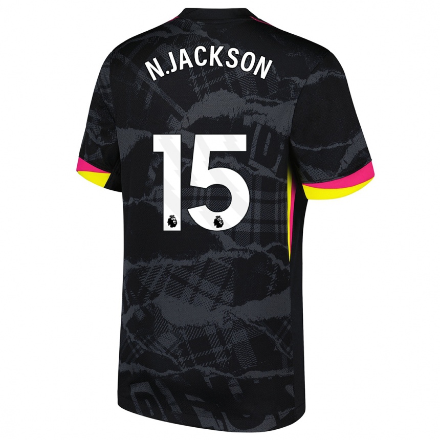 Kids Football Nicolas Jackson #15 Black Pink Third Jersey 2024/25 T-Shirt Australia