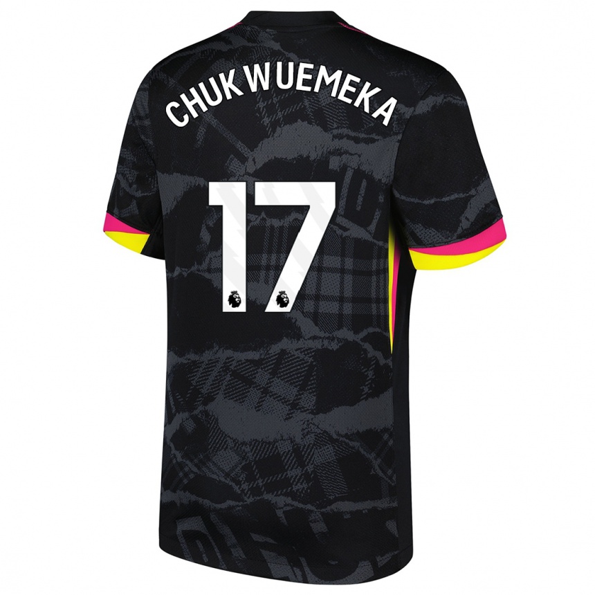 Kids Football Carney Chukwuemeka #17 Black Pink Third Jersey 2024/25 T-Shirt Australia