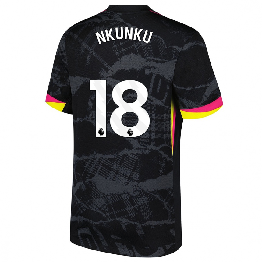 Kids Football Christopher Nkunku #18 Black Pink Third Jersey 2024/25 T-Shirt Australia