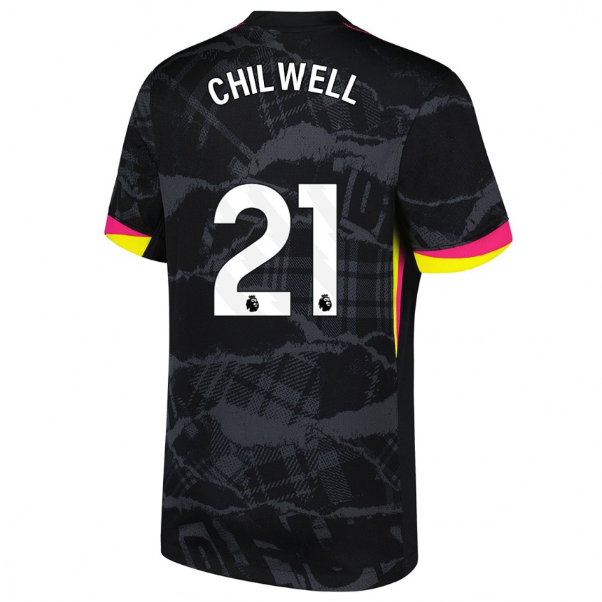 Kids Football Ben Chilwell #21 Black Pink Third Jersey 2024/25 T-Shirt Australia