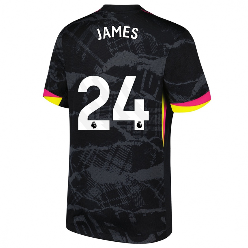 Kids Football Reece James #24 Black Pink Third Jersey 2024/25 T-Shirt Australia