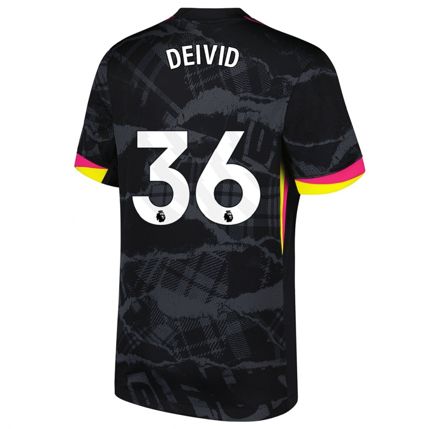 Kids Football Deivid Washington #36 Black Pink Third Jersey 2024/25 T-Shirt Australia