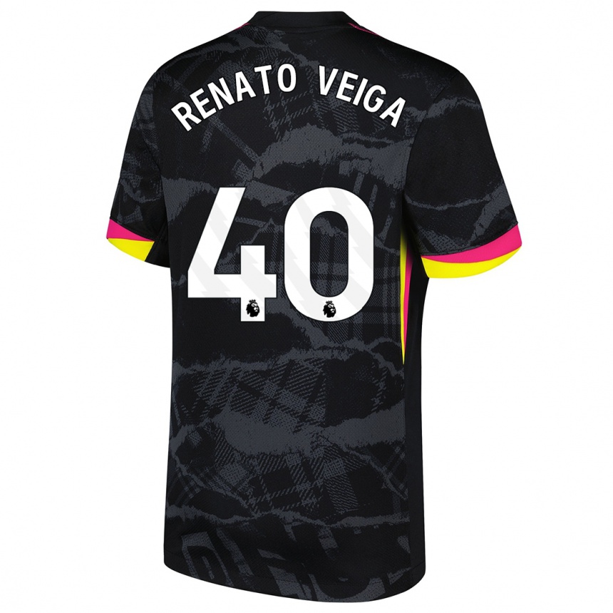 Kids Football Renato Veiga #40 Black Pink Third Jersey 2024/25 T-Shirt Australia