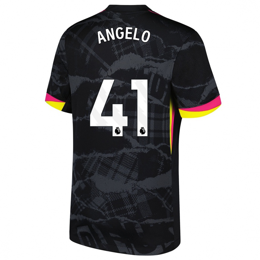 Kids Football Ângelo #41 Black Pink Third Jersey 2024/25 T-Shirt Australia