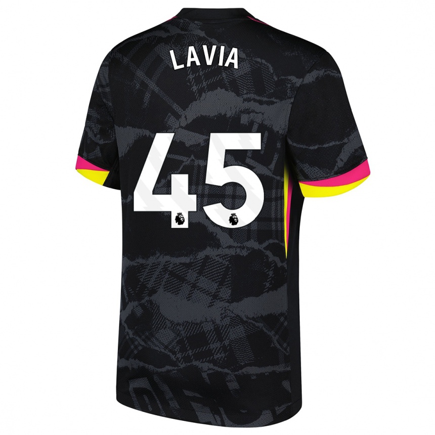 Kids Football Roméo Lavia #45 Black Pink Third Jersey 2024/25 T-Shirt Australia