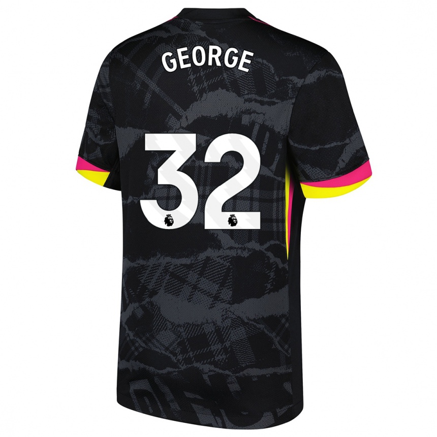 Kids Football Tyrique George #32 Black Pink Third Jersey 2024/25 T-Shirt Australia