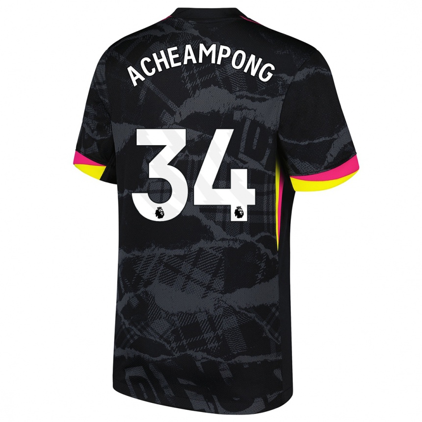 Kids Football Josh Acheampong #34 Black Pink Third Jersey 2024/25 T-Shirt Australia