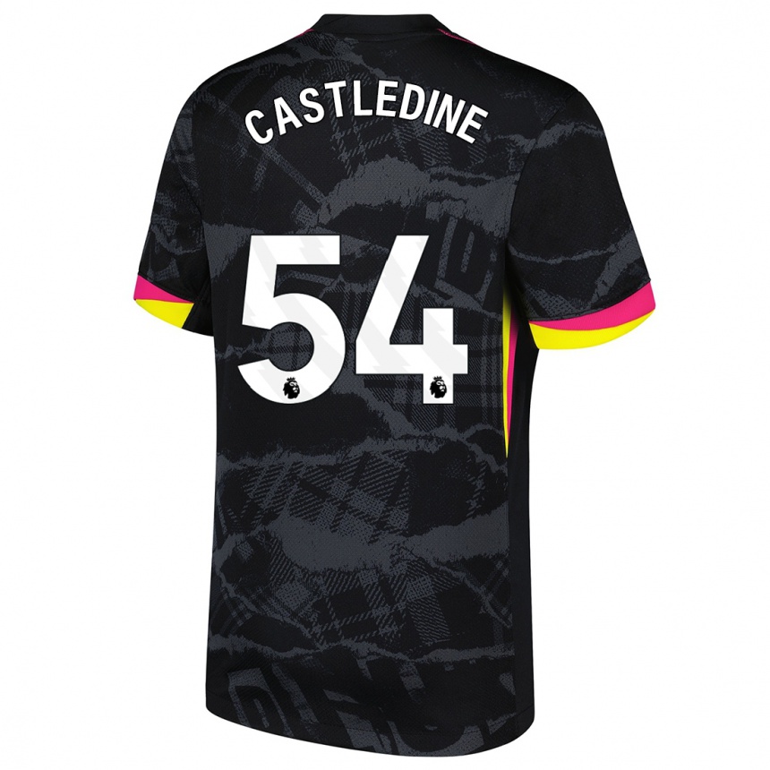 Kids Football Leo Castledine #54 Black Pink Third Jersey 2024/25 T-Shirt Australia