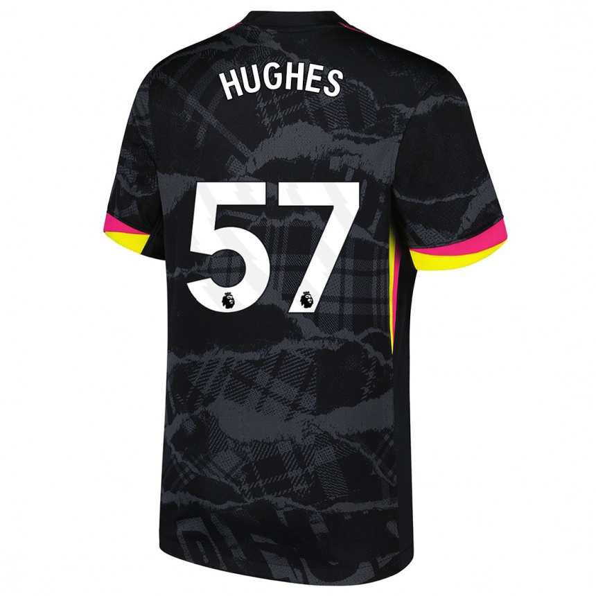 Kids Football Brodi Hughes #57 Black Pink Third Jersey 2024/25 T-Shirt Australia